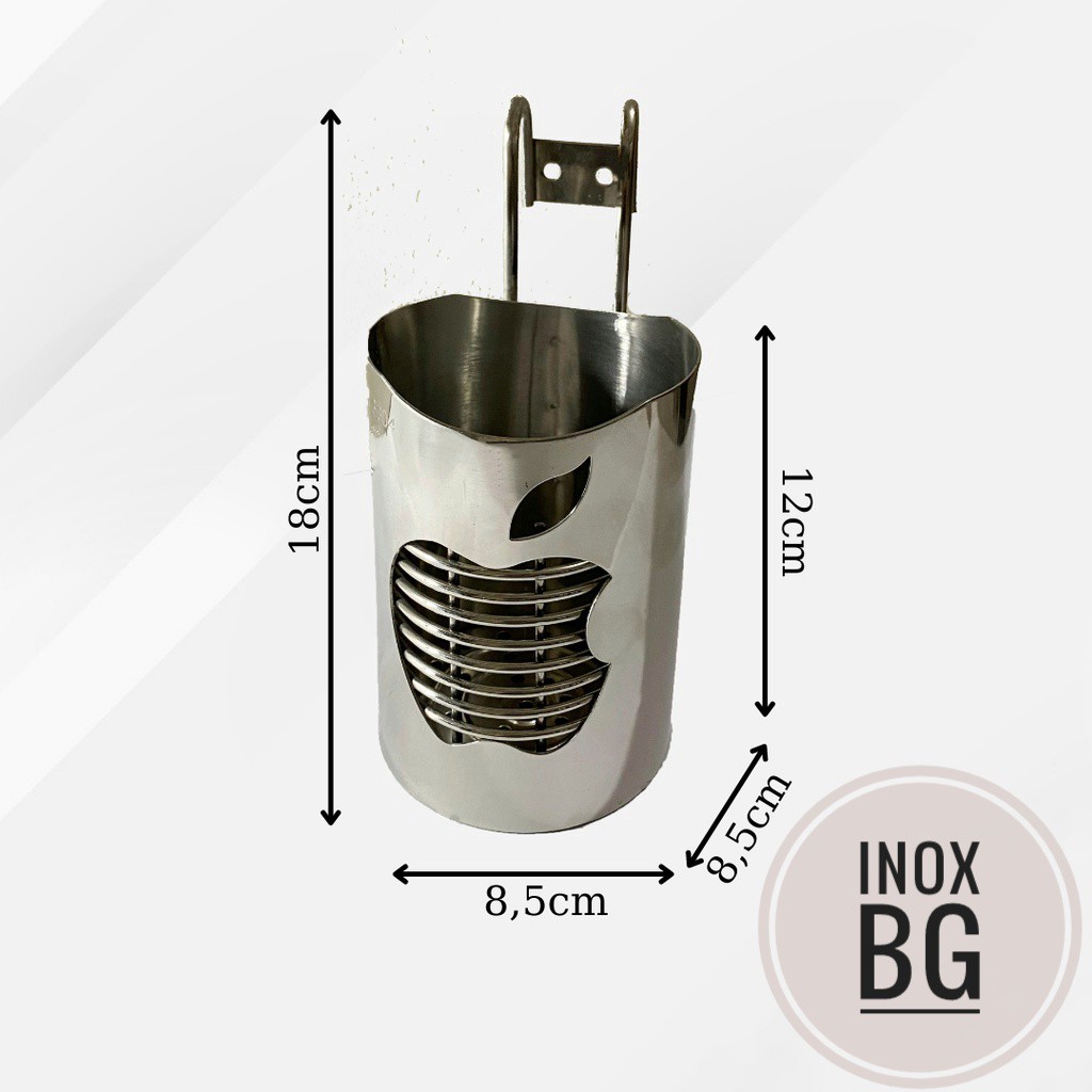 [INOX304] Ống đựng đũa inox - Ống đựng đũa muỗng vuông 1 ngăn hình táo inox cao cấp 304