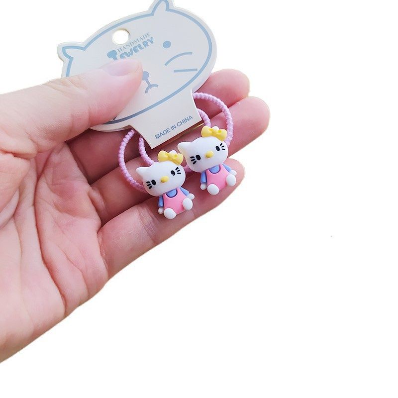 Set 2 Dây Cột Tóc Hình Hello Kitty Dễ Thương Cho Bé Gái