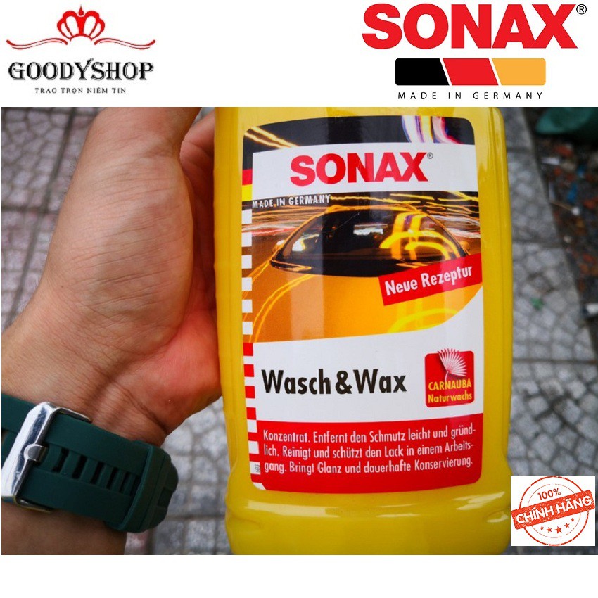 [Nước Rửa Xe Kết Hợp 2 IN 1] Wax Bóng Sơn Sonax Wash & Wax 1000ml GOODYSHOP