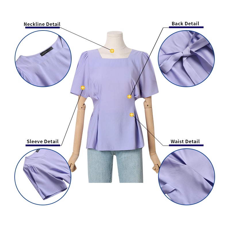 Áo kiểu ZANZEA tay ngắn cổ vuông thắt dây thời trang dành cho nữ