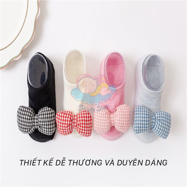 Tất cho bé gái đính nơ dễ thương và duyên dáng chất liệu Cotton co dãn (tất chống trượt cho bé gáí)