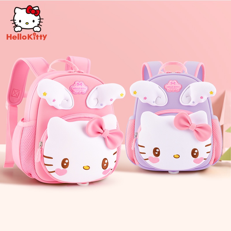Ba Lô Đi Học Siêu Nhẹ Hình Hello Kitty Dễ Thương Cho Bé Gái 1-3-5 Tuổi