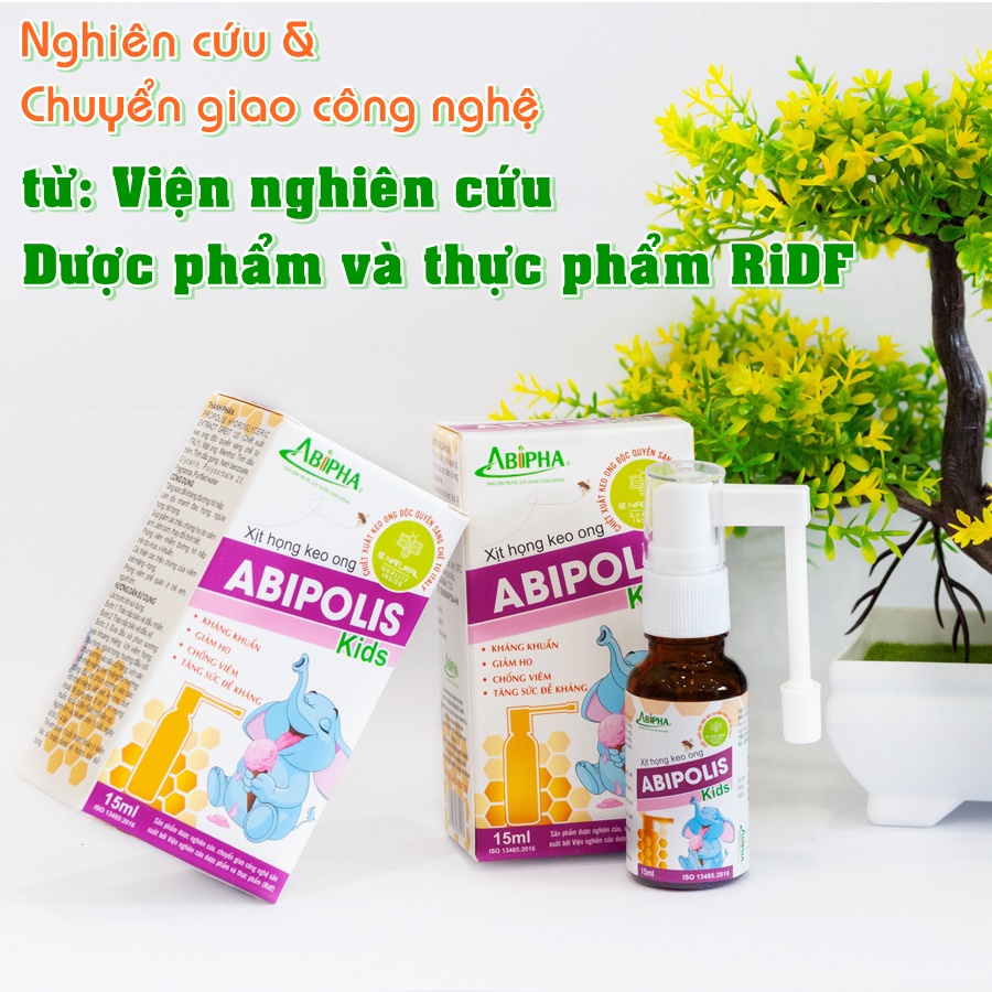 Xịt Họng Keo Ong Cho Bé Abipolis Kids - Giảm ho nhanh chóng, phòng viêm họng do vi khuẩn và virus, tăng sức đề kháng.