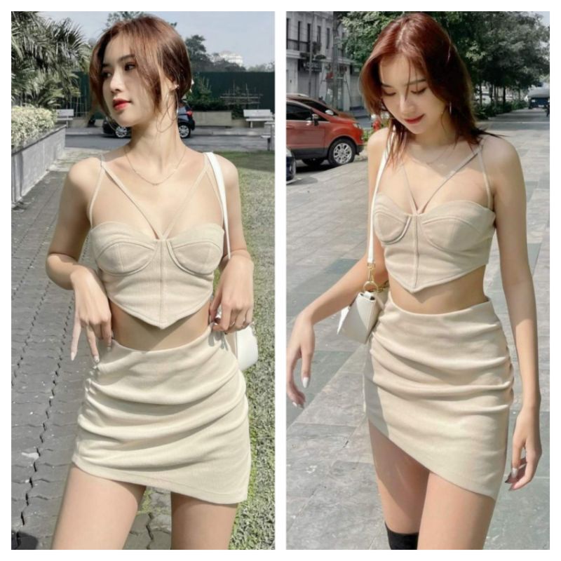 Set váy ôm áo cúp dây sexy