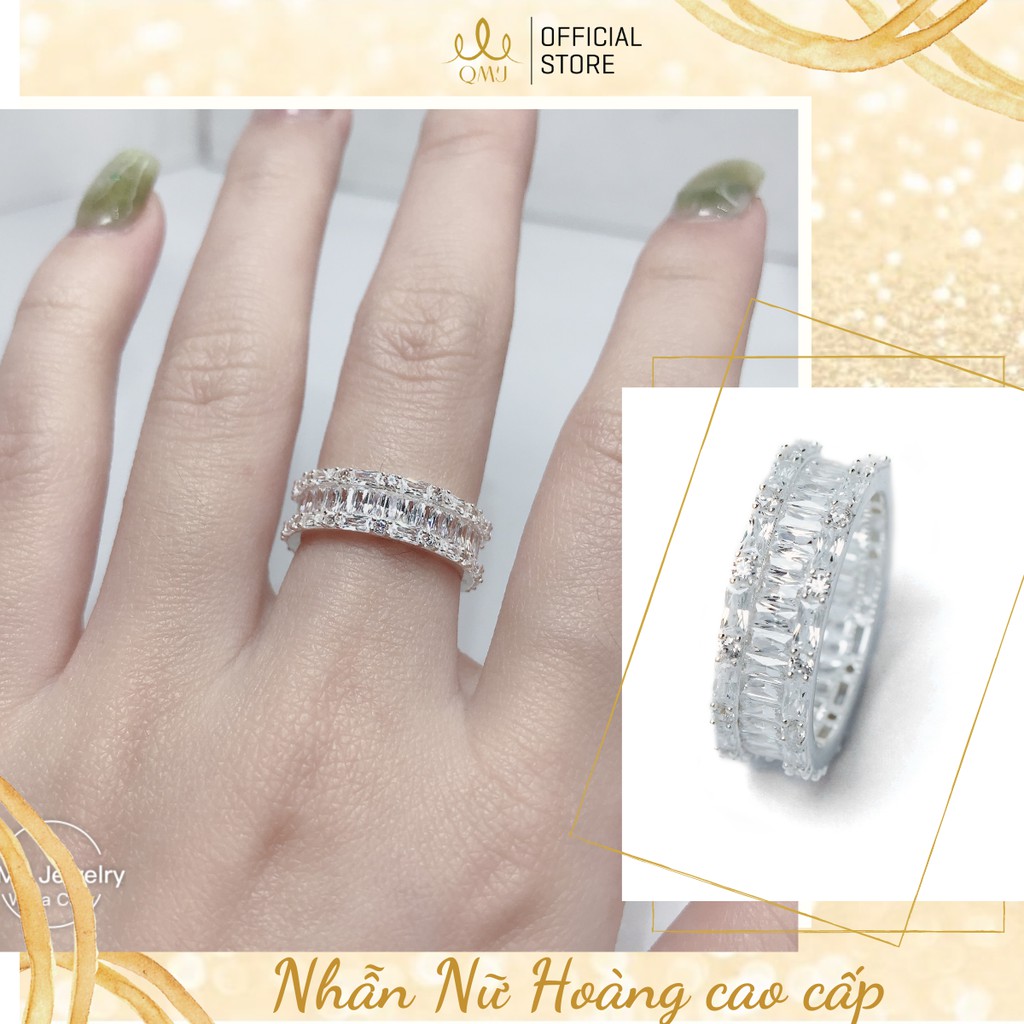 QMJ Nhẫn bạc Nữ Hoàng sang trọng nạm đá maget sáng dòng cao cấp Q278