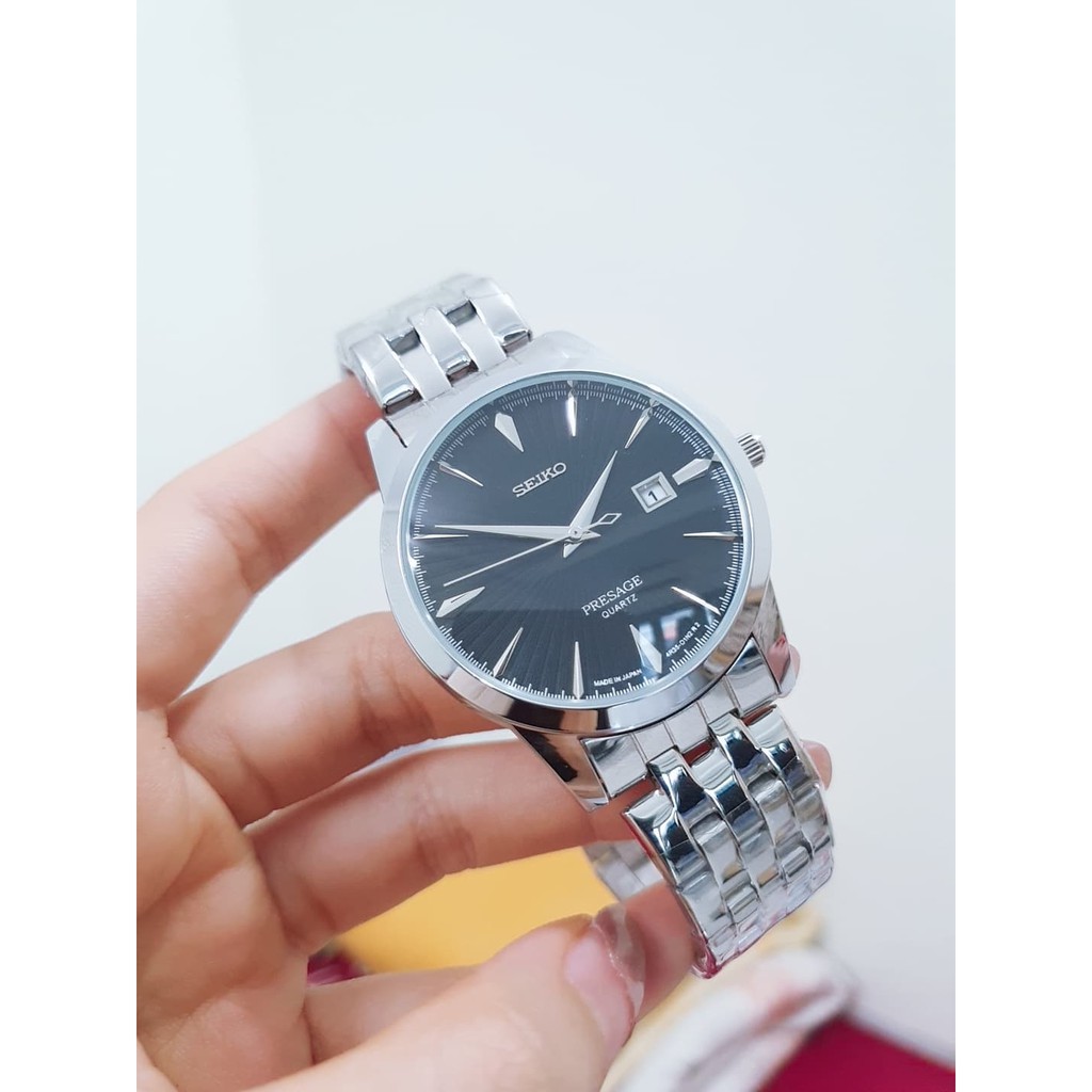 Đồng hồ Seik.0 nam lịch lãm - Khung thép không gỉ siêu bền- Mặt kính cong chống sước seiko-Shop