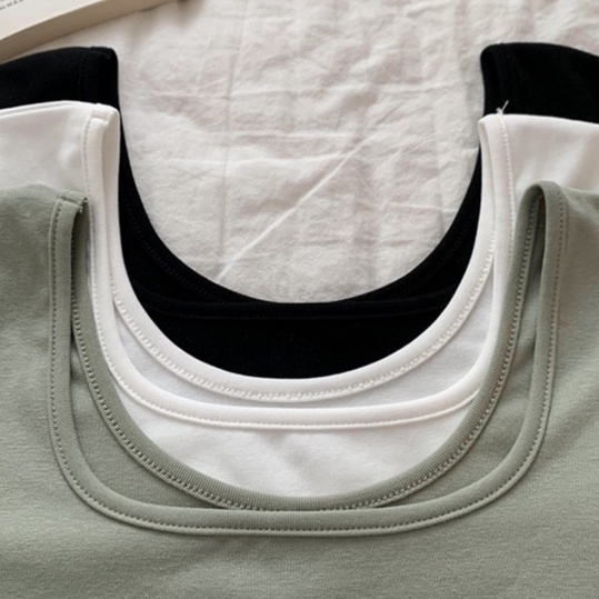 Áo Thun Mỏng Cổ Vuông Ngắn Tay Dáng Ôm Thời Trang Mùa Hè 49113