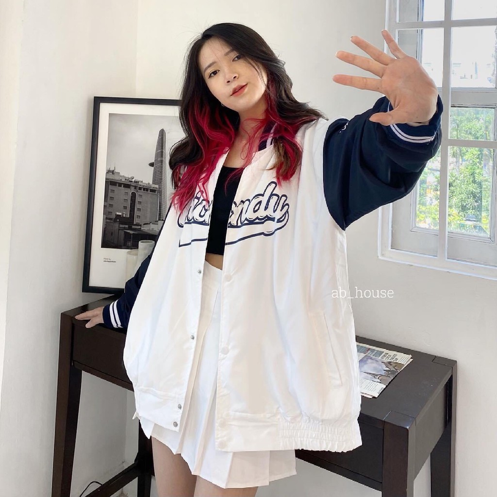 Áo khoác gió Bomber 2 lớp [Freeship] Áo Gió In chữ hai màu