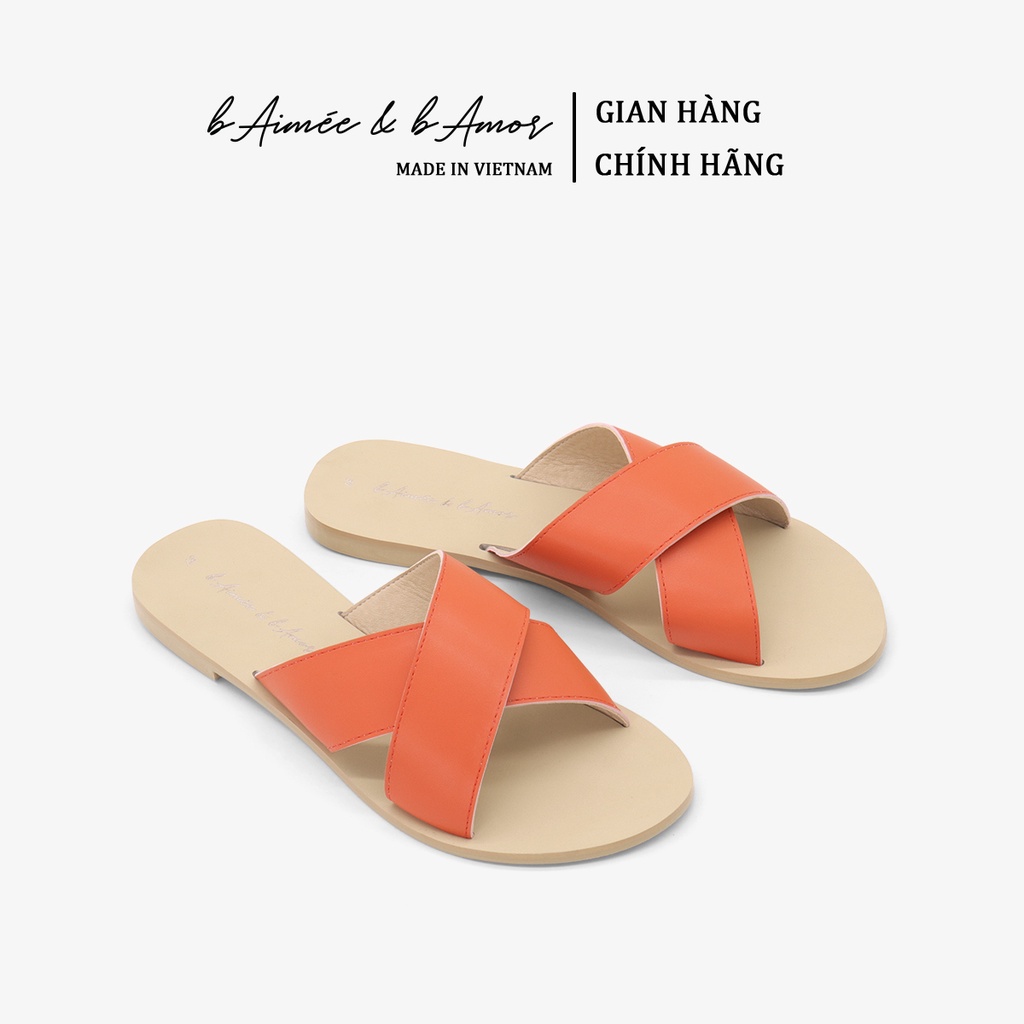 Dép nữ đế bệt Cross Strap Flat đi biển quai chéo mũi tròn thời trang bAimée & bAmor - MS1778