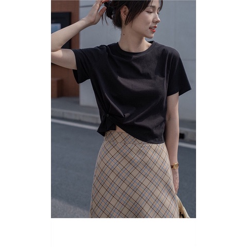 Áo Thun Tay Ngắn Cổ Tròn Dáng Rộng Cài Nút Màu Trơn Thời Trang Mùa Hè Hàng Mới Phong Cách Hàn Quốc Dành Cho Bạn Nữ 2022