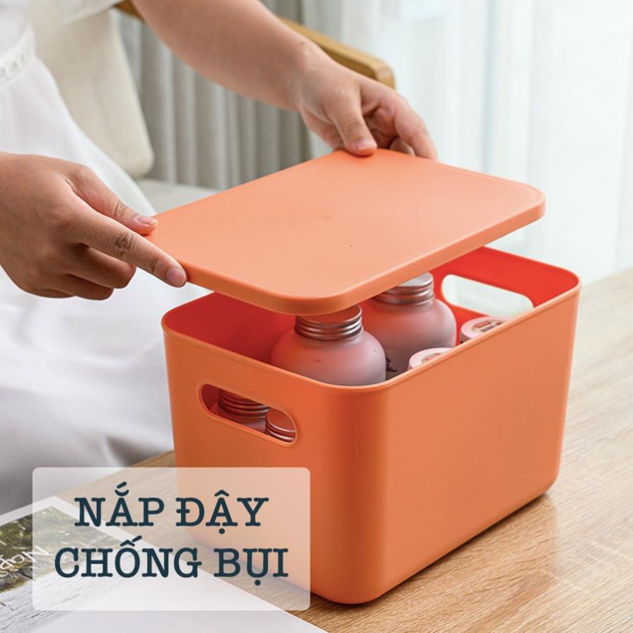 Hộp Đựng Đồ Có Nắp Nhựa, Giỏ Đựng Quần Áo Có Tay Cầm Nhiều Màu Tiện Dụng Cao Cấp Q002