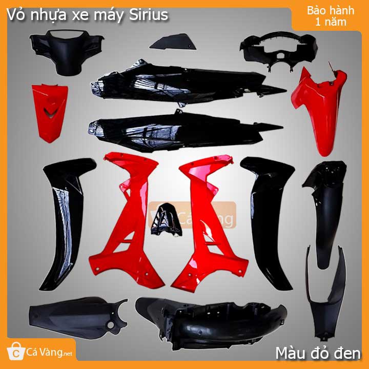 Vỏ nhựa xe máy Yamaha Sirius- nhựa TRẮNG CAO CẤP màu ĐỎ ĐEN