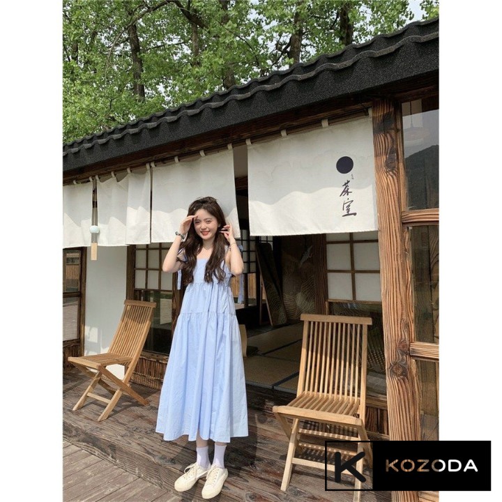 Váy 2 dây đầm babydoll dáng dài trắng đen kem xanh có dây điều chỉnh 2 lớp dày dặn không lộ KOZODA D17 | BigBuy360 - bigbuy360.vn