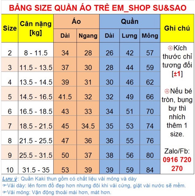 Quần kaki thun 9-32kg