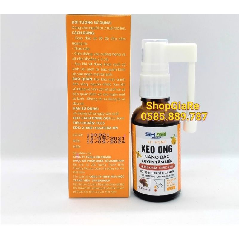 Xịt họng keo ong nano bạc Xuyên tâm liên giúp giảm ho, giảm đau rát, ngứa họng