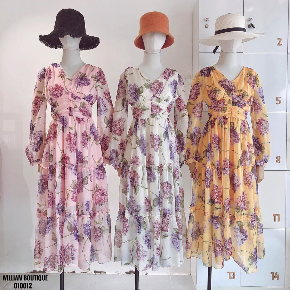 Đầm tơ bông maxi (010012)
