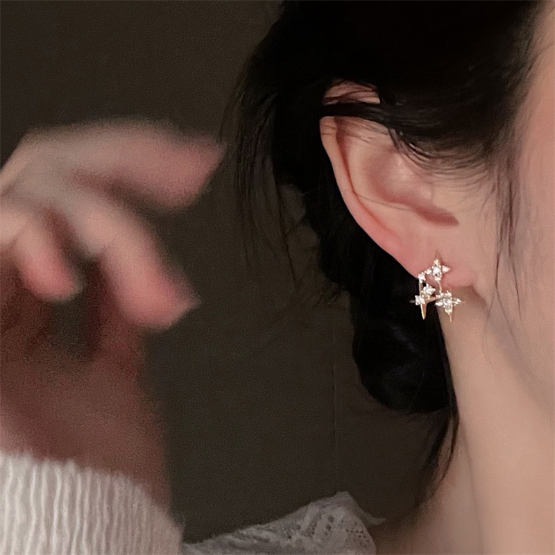 Bông Tai Mạ Bạc 925 Đính Đá Zircon Xinh Xắn Cho Nữ