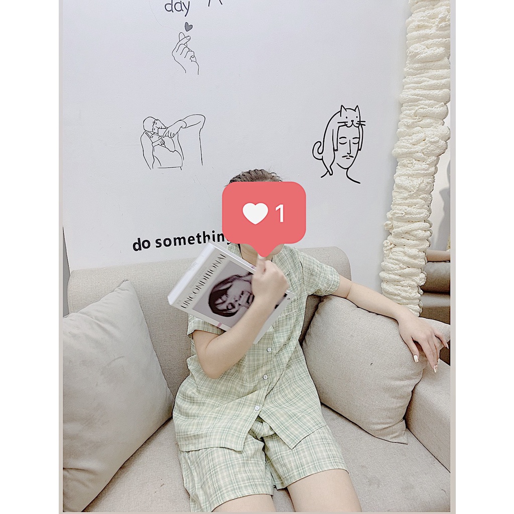 Bộ pijama ⚡️ẢNH THẬT⚡️ bộ mặc nhà chất đũi kẻ các màu thoáng mát xinh xỉu