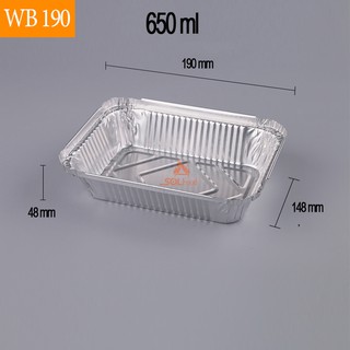 Hộp giấy bạc (Khay nhôm có nắp) Đựng thực phẩm dùng 1 lần mã WB190 - 650ml - Có chứng nhận ATTP
