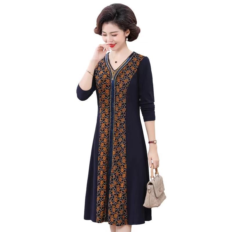 Đầm Dài Qua Gối Tay Dài Phong Cách Mới Cho Phụ Nữ Trung Niên