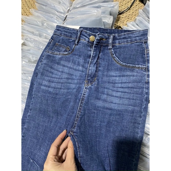 Quần jeans bó dãn cạp siêu cao kèm ảnh thật