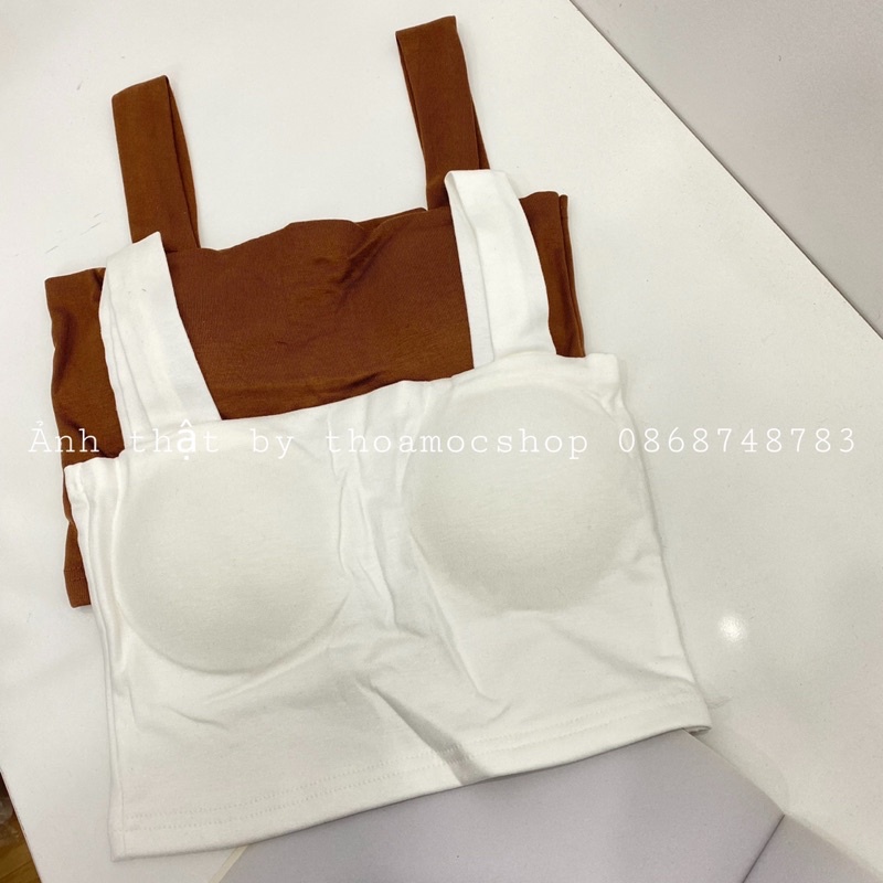 Áo 2 dây bản to có mút ngực - 2 dây croptop hàng Qc