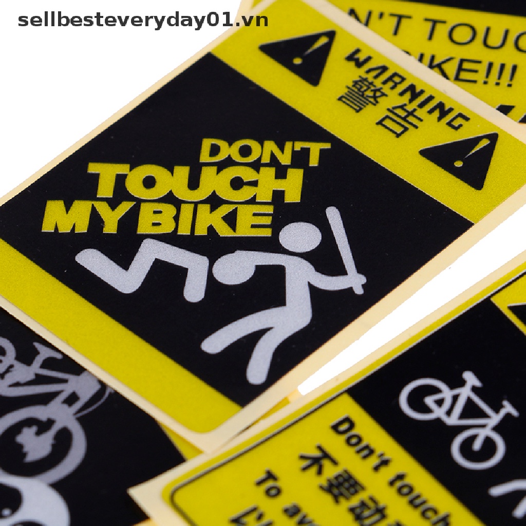 Miếng dán cảnh báo màu vàng trang trí xe đạp hình chữ DONT TOUCH MY BIKE chống thấm nước