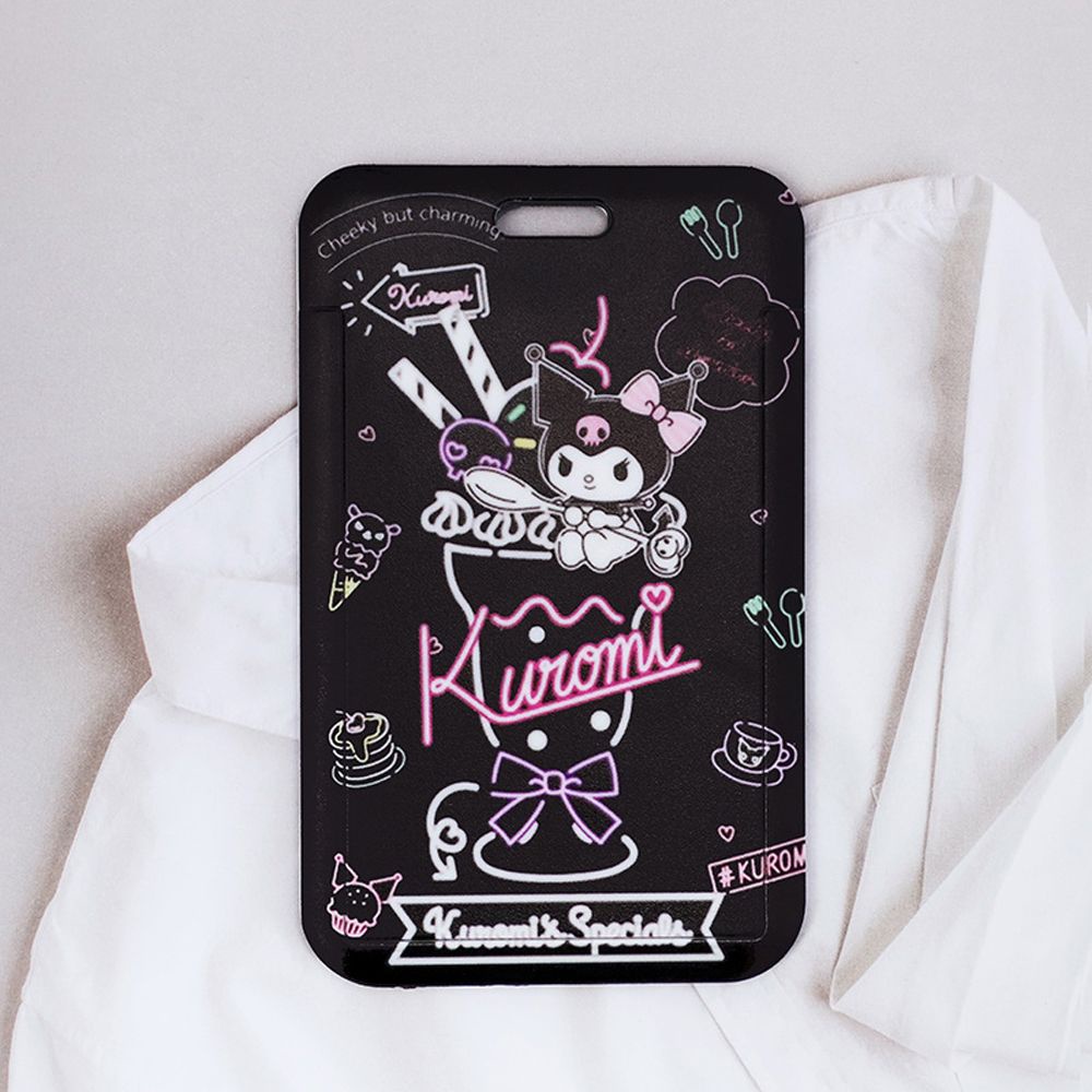 Bao đựng thẻ ID họa tiết Kuromi hoạt hình dễ thương phong cách Hàn Quốc kèm dây đeo cho nữ