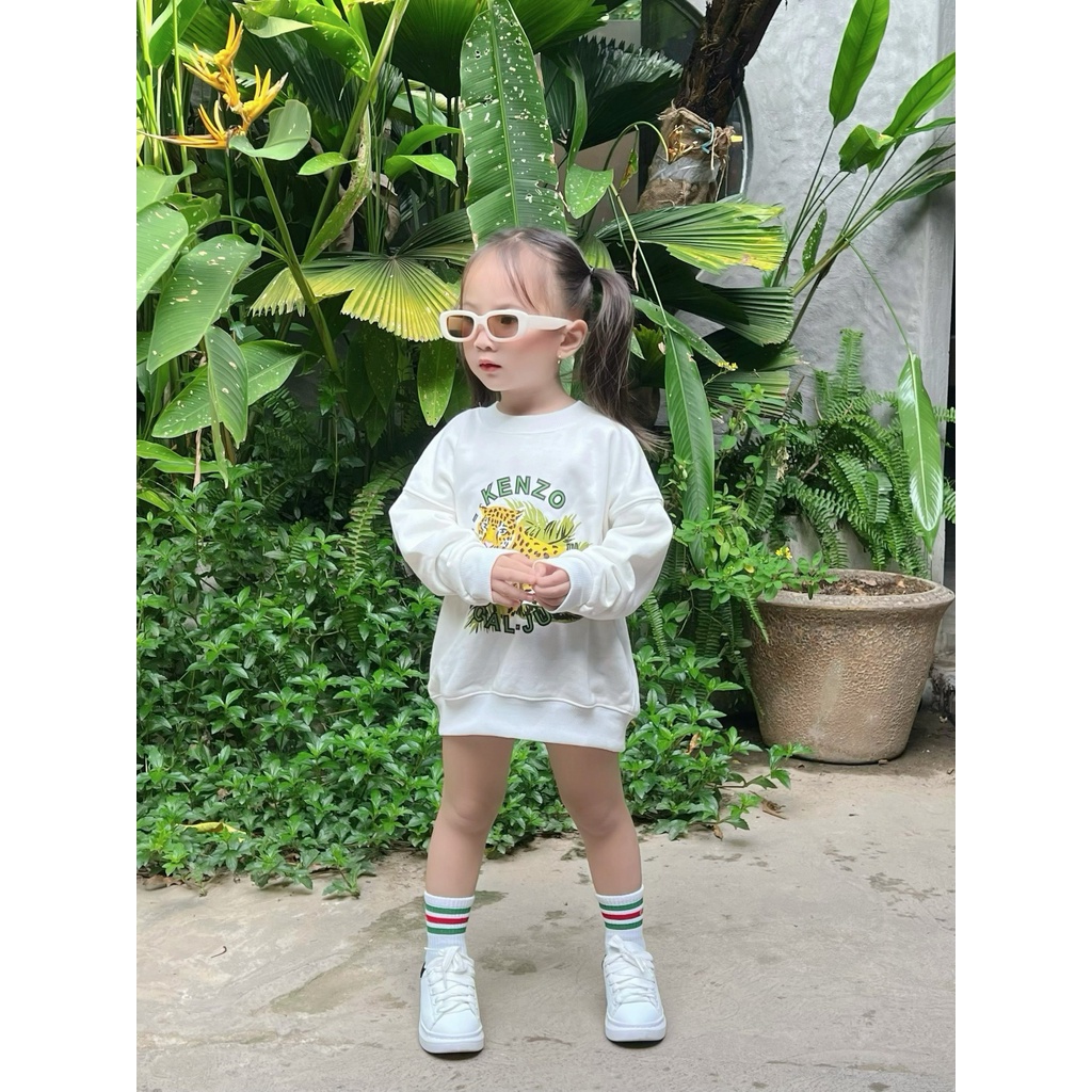 Áo nỉ cổ tròn kenzzo báo xanh cho bé , sweater trẻ em unisex bé trai , gái , kid_genZ