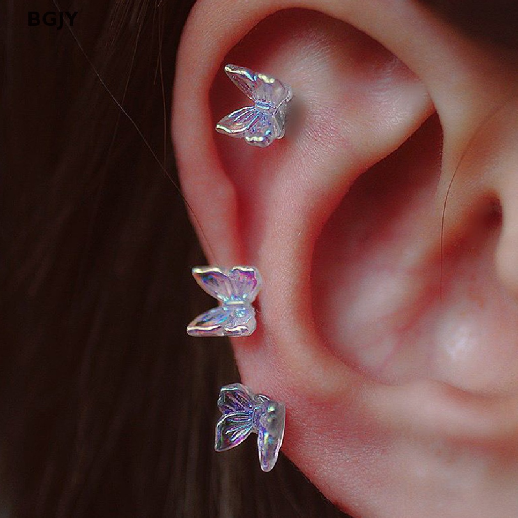 1 Khuyên Tai Hình Bướm Bằng Thép Titan Thời Trang Mới