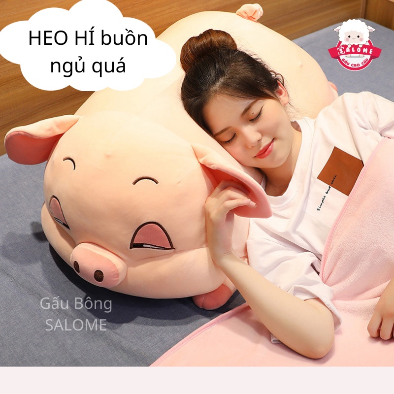 Gấu Bông Heo Mắt Híp Size 40cm-1m Siêu To Khổng Lồ Vải Miniso Mềm Mịn SALOME, Thú Nhồi Bông Con Heo Hí Hồng Qùa Tặng