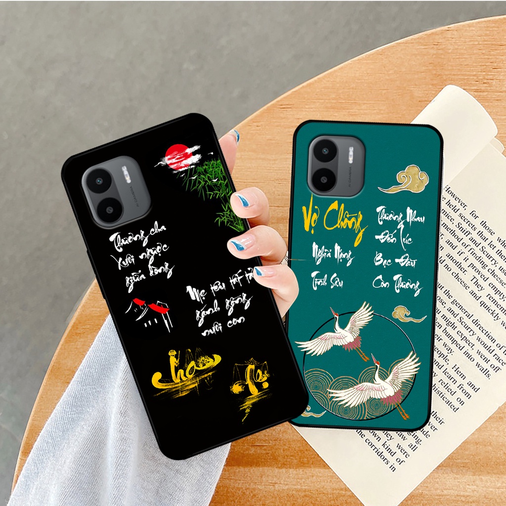 Ốp lưng Xiaomi Redmi A1 in hình phong cách chữ thư pháp cha mẹ, tài lộc