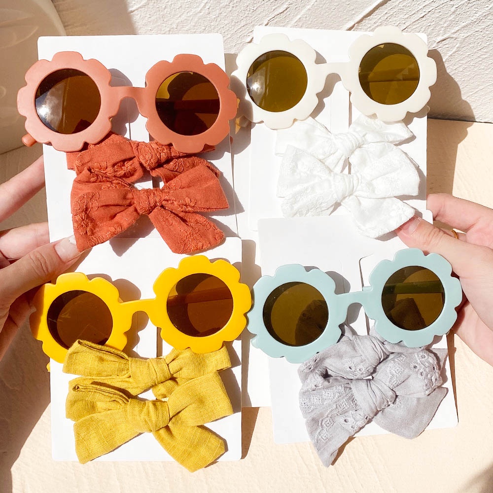 Bộ 3 món kẹp tóc và mắt kiếng hình hoa hướng dương KIDSBOWS thời trang cho bé gái