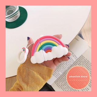 🌟 Tặng kèm móc treo🌟 Case vỏ bao Airpod đựng tai nghe không dây Airpod 2, i11, i12 Cầu vồng sắc màu