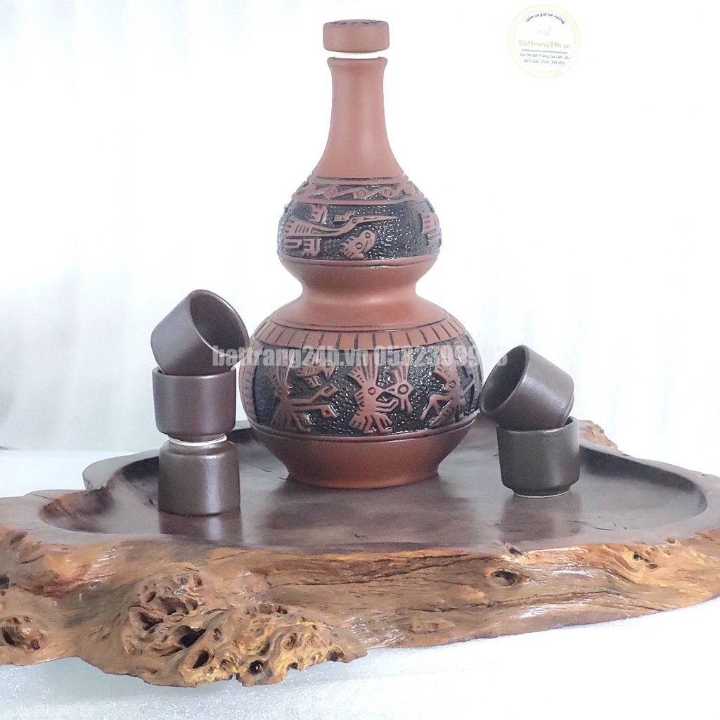 Chai Sành Hồ Lô Cao Trống Đồng Dùng Ngâm Riệu Hay Trang Trí Nội Thất Nhà Cửa Đẹp Mắt Sang Trọng