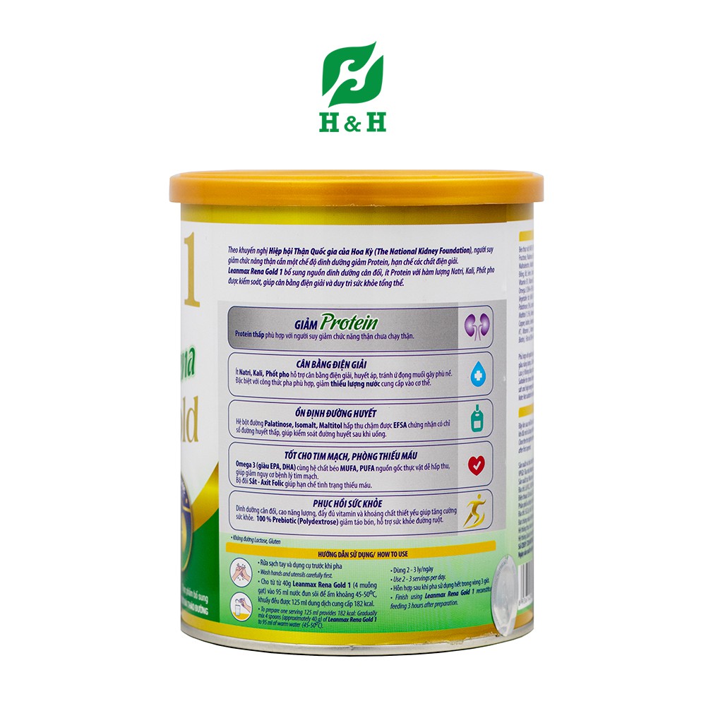 Sữa bột Lean Max Rena Gold 1 giải pháp dinh dưỡng cho bệnh nhân suy thận trước lọc hỗ trợ kiểm soát đường huyết