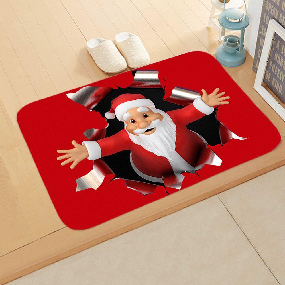 Thảm Chùi Chân Chống Trượt Hình Ông Già Noel Trang Trí Nhà Cửa Dịp Giáng Sinh Năm Mới