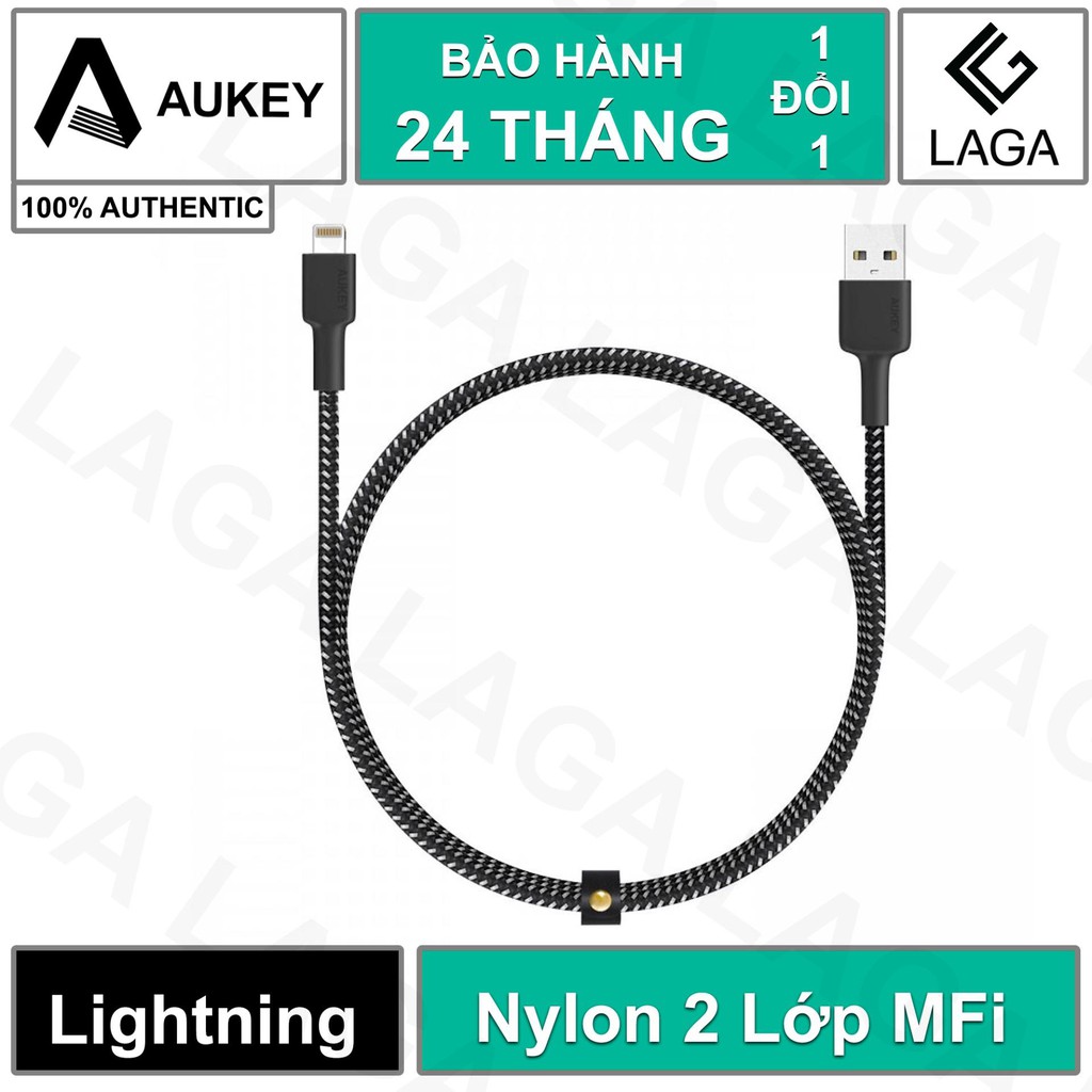 Cáp Sạc Aukey Lightning MFi 2M Nylon 2 Lớp Siêu Bền CB-BAL4