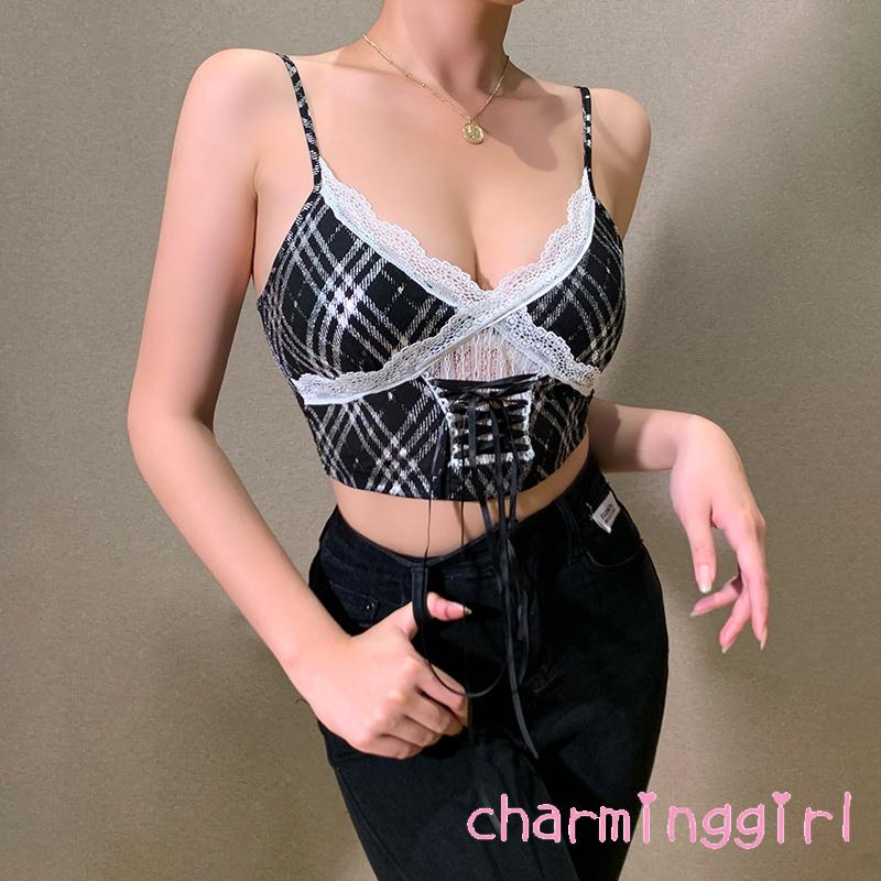 Áo Lửng Hai Dây Cổ Tim Phối Ren Quyến Rũ Dành Cho Nữ | BigBuy360 - bigbuy360.vn