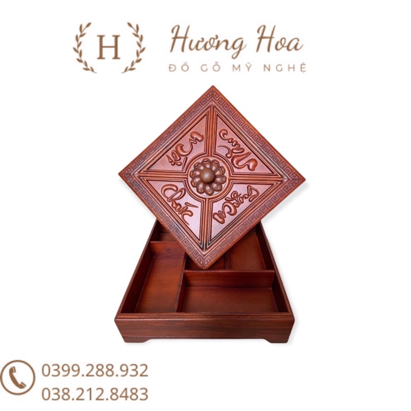 Khay Đựng Bánh Kẹo Tết Gỗ Hương  Chúc Mừng Năm Mới