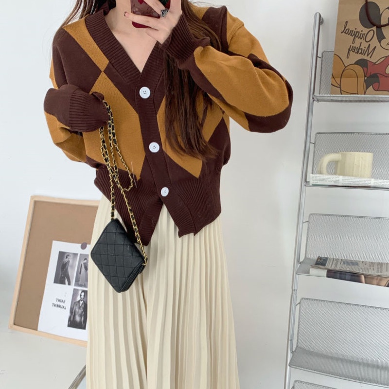 Áo khoác cardigan dệt kim tay dài phong cách Hàn Quốc