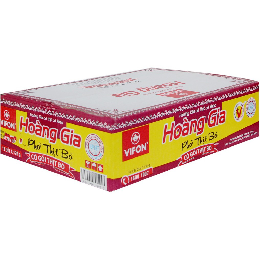 THÙNG 18 GÓI PHỞ THỊT BÒ/ GÀ HOÀNG GIA VIFON 120G