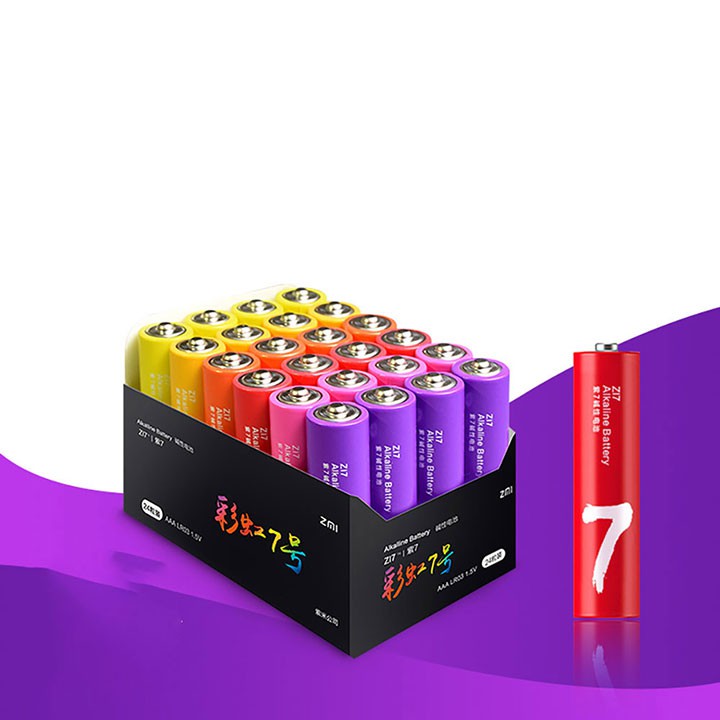 Pin cầu vồng Xiaomi ZMI ZI7 AAA724 hộp 24 viên/  Pin cầu vồng Xiaomi ZMI ZI5 Alkaline Battery AA524