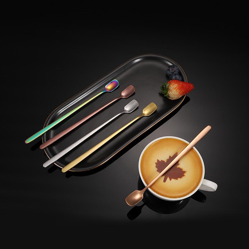 Muỗng Uống Trà Cocktail Bằng Thép Không Gỉ Với Tay Cầm Dài Tiện Dụng