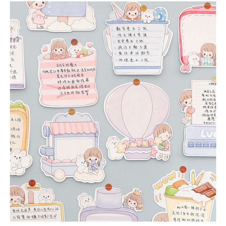 Note ghi chú hoạt hình cô bé dễ thương tách lẻ mẫu