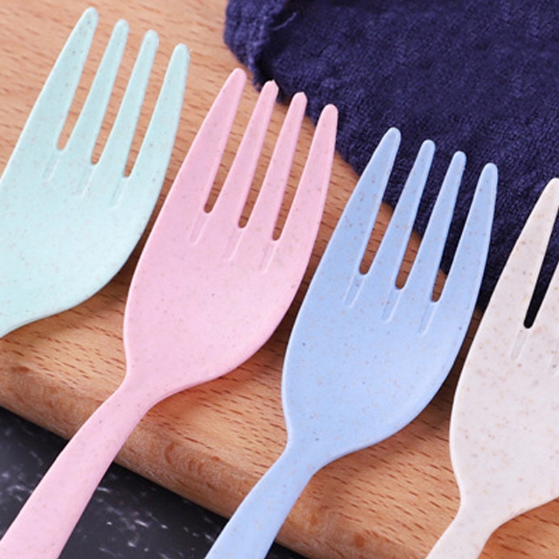 Bộ 3 món dụng cụ muỗng đũa nĩa bằng lúa mì thiết kế nhỏ gọn thích hợp mang đi du lịch cho trẻ em/người lớn