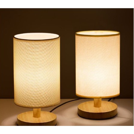 COMBO bộ 2 đèn ngủ gỗ chao vàng đồng - Tặng kèm luôn 2 bóng đèn cao cấp