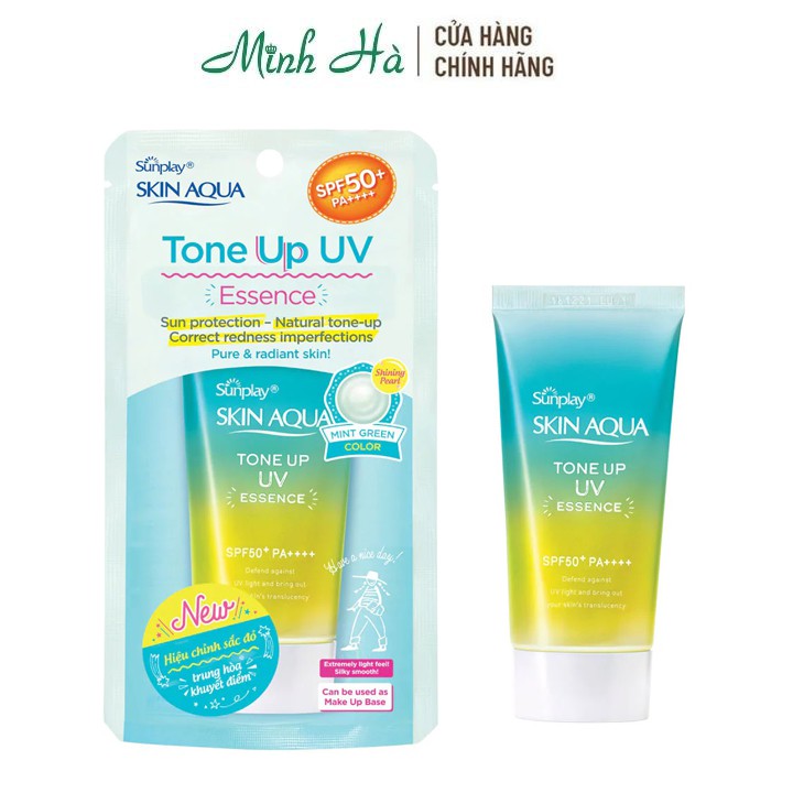 Tinh chất chống nắng Sunplay Skin Aqua Tone Up UV Essence SPF50+ PA++++ Mint Green 50g