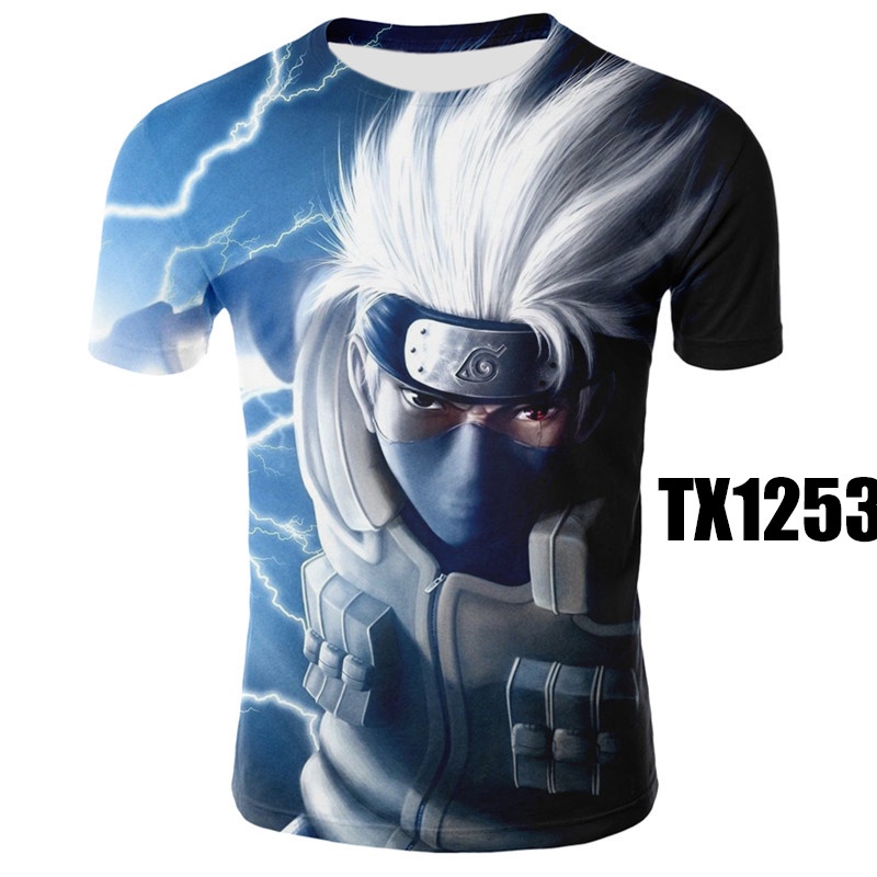 Áo thun tay ngắn cổ tròn dáng rộng in hình hoạt hình NARUTO 3D thời trang mùa hè cho cặp đôi