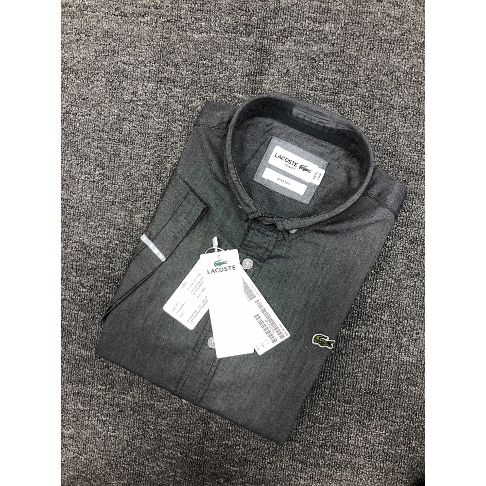 LACOSTE ◈✉Áo Sơ Mi Tay Ngắn Vải Oxford Cotton Dáng Ôm Thời Trang Mùa Xuân 2020 Cho Nam